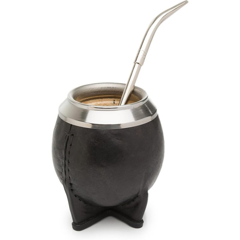THEARG Yerba Mate Gourd Set with Stainless Steel Straw | Handmade Leather Yerba Mate Cup and Bombilla Set from Argentina - Beach Essentials - Idea for Gifts | Travel Cup Mate - Image 1